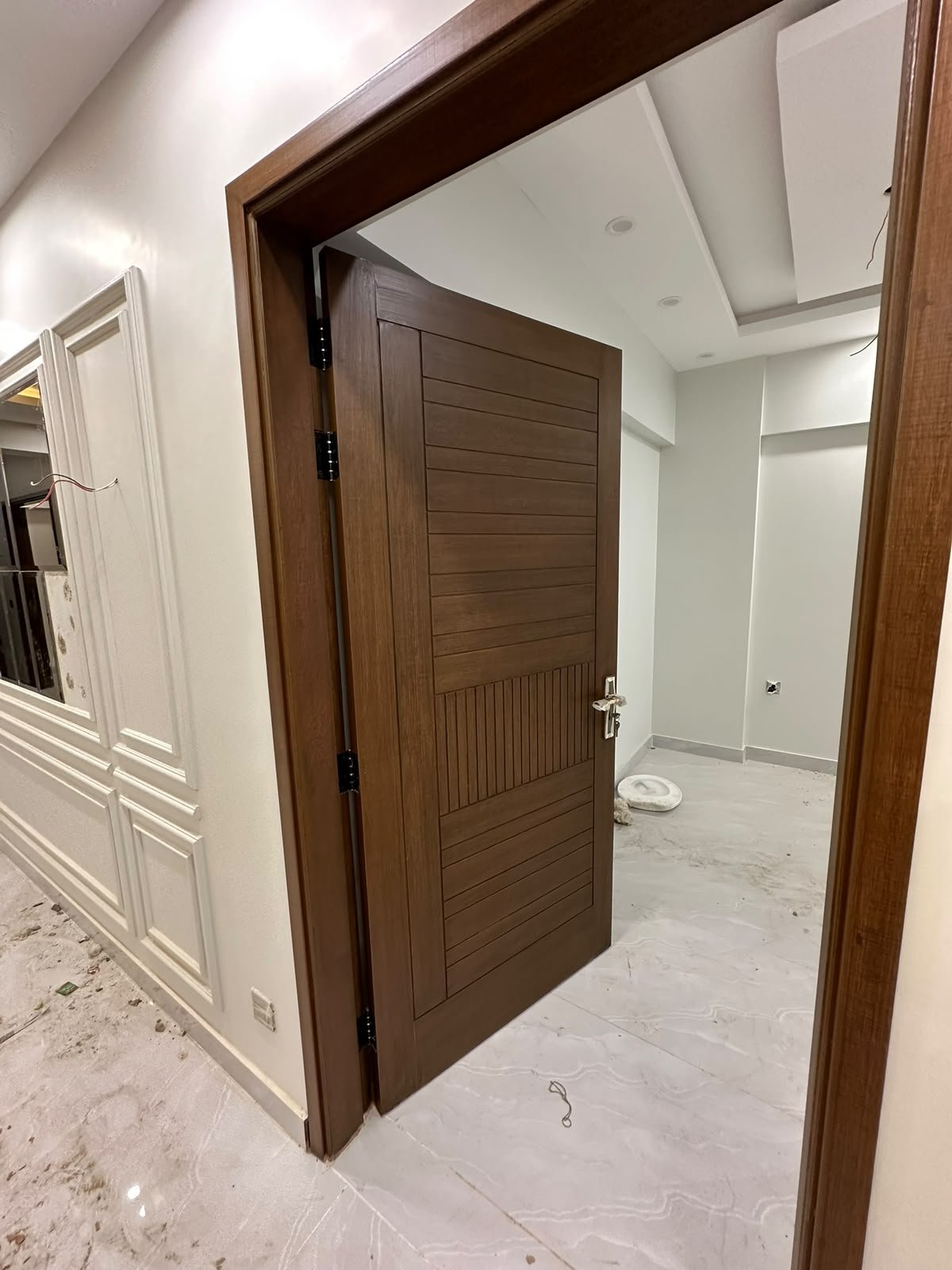 Finished interior corridor door